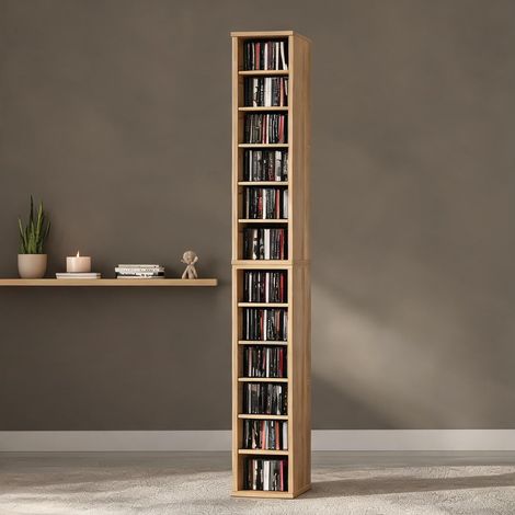 Rangement CD en bois avec 12 compartiments finition chêne oak (1/5)