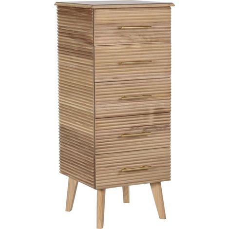 Chiffonnier, meuble de rangement en bois de paulownia et MDF coloris marron clair - Longueur 42 x Profondeur 40 x hauteur 100 cm -PEGANE- (1/5)
