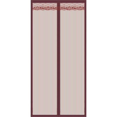 Moustiquaire de Porte Magnétique Rideau de Porte Antimoustique avec Fermeture Aimantée Sans Perçage pour Porte de Balcon, porte Cave, Porte de Terrasse (120  220cm) café rayé