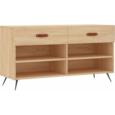 Banc à chaussures bottes commode étagère meuble entrée rangement sonoma 102 x 35 x 55 cm bois d'ingénierie marron