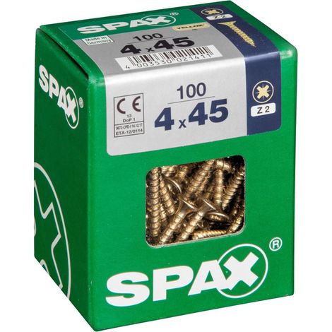 Set di 100 viti in acciaio a testa svasata pozidriv SPAX, Diam.4 mm x L.45 mm SPAX (1/5)