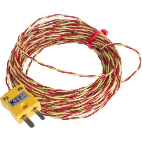 Thermocouple type K, L 10m, +250°C max à Fiche mâle miniature ( Prix pour 1 )