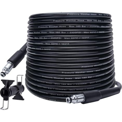 Tuyau de Nettoyeur Haute Pression 10 m x 140 bar, Compatible avec BOSCH, BLACK & DECKER, AR, MICHELIN, STANLEY, MAC ALLISTER