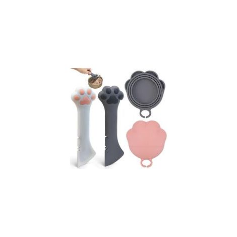 Lot de 2 cuillères pour aliments pour chats avec couvercle intégré, en silicone, en forme de patte mignonne. Ouvre-boîtes en forme de patte pour chats et chiens. Convient également aux aliments humide (1/5)