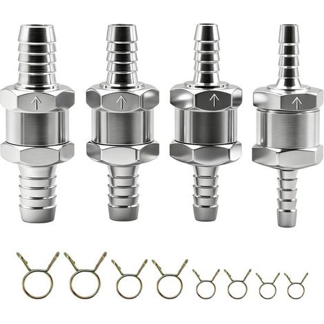 Clapet anti-retour de carburant 6, 8, 10 mm avec 6 clips à ressort pour systèmes essence, diesel et basse pression (1/5)