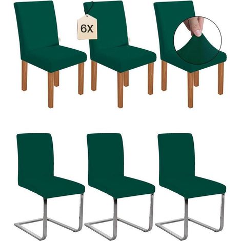Housses de chaise extensibles pour chaises de salle à manger, lot de 6, bleu paon (1/5)