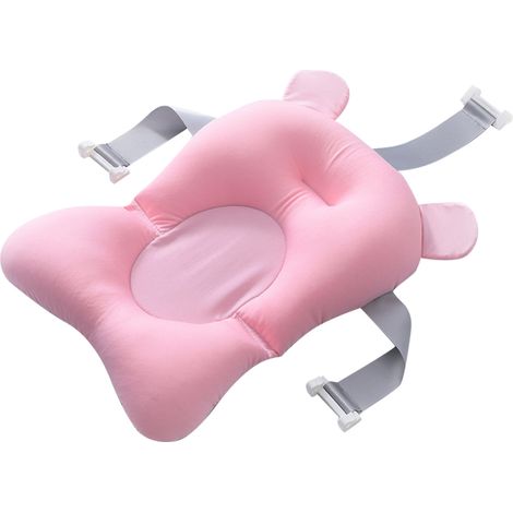 Bavoir de bain bébé rose grande taille, coussinet de bain sûr inoffensif, design à boucle, flottabilité renforcée, pour nourrisson, baignoire ou lavabo (1/5)