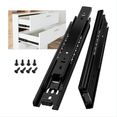 2 Pcs Coulisse Tiroir, 250mm Glissières pour Tiroirs, 3Plis Glissière Téléscopique, Glissières de Tiroir à Extension Complète 500mm, Montage Latéral (1/4)