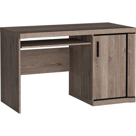 Mesa de oficina Lorelie 112, Trufa roble, Con puertas, Con un estante para teclado, Número de puertas: 1, Número de cajones: 0, 77x126x59cm