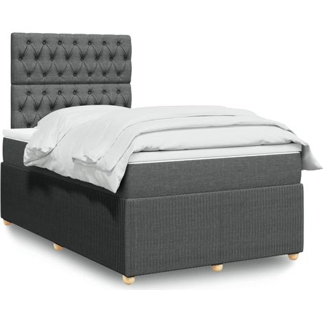 Cama box spring con colchón tela gris oscuro 120x200 cm