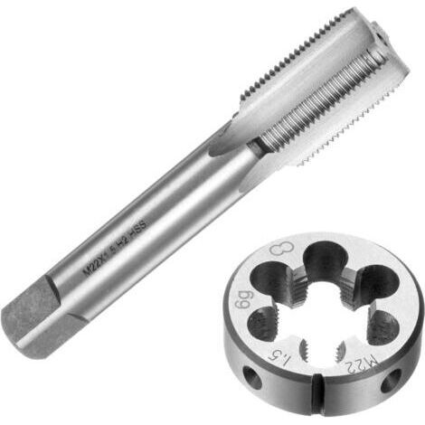 Ensemble de tarauds et filières métriques M22 x 1.5 – 10 pièces en acier rapide – Pour filetages clairs et sans bavures (1/5)