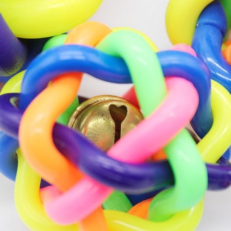 2 pelotas de goma trenzadas para masticar Pelotas de goma coloridas para perros y gatos con cascabeles (1/2)