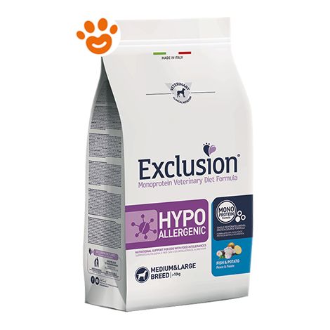 Exclusion Dog Hypoallergenic Medium Adult Large Breed Pesce e Patate  - Exclusion Dog Hypoallergenic Medium Adult Large Breed Pesce e Patate - Sacco Da 2 Kg