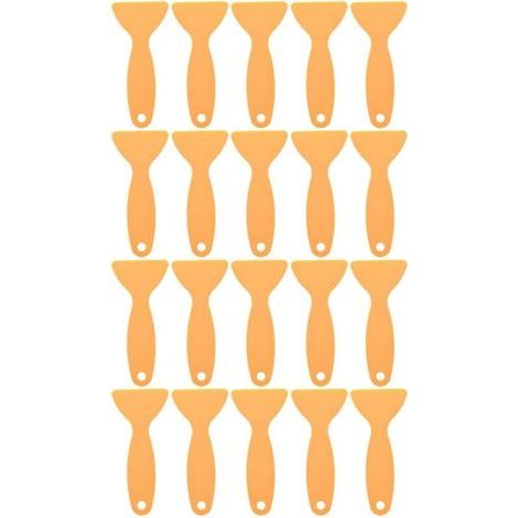 Lot de 20 Raclettes Triangulaires en Plastique Jaune, Grattoirs Compacts pour Film Adhésif de Voiture, Outil Multifonction pour Film Vinyle, Pose et Retrait D’Autocollants (1/4)