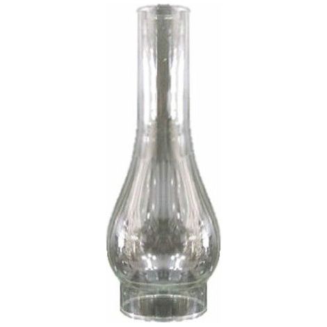Abat-jour en verre transparent quinqué 7cm diamètre – 21cm hauteur – Ouverture 3,5cm – Pour lampes à huile – Ltde