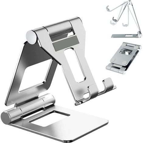 Aluminum Desktop Phone Holder, Foldable Phone Holder Smartphone Stand Mobile Phone Holder Compatible with iPhone 14 13 12 11 Pro Max Huawei Samsung
