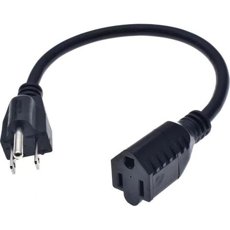 Rallonge électrique courte - Longueur 30 cm - Économiseur de prise - Fiche mâle 3 broches - Prise femelle (1/4)