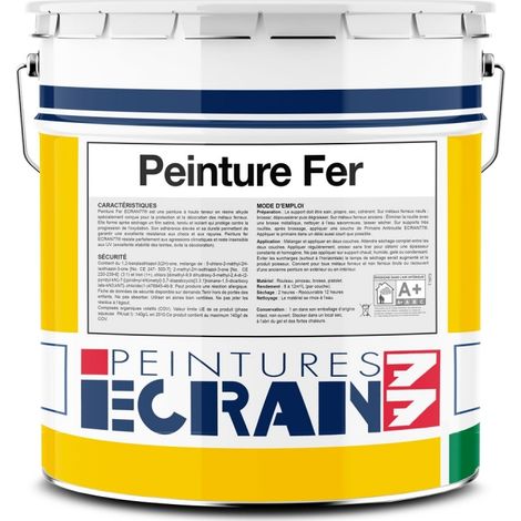 Peinture fer professionnelle, satin, peinture opacifiante, sans odeur, antirouille, protège, décore intérieur, extérieur ECRAN77 FFFFFF 5 litres (1/5)