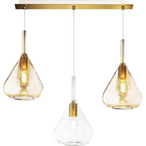 Lampadario classico top light kona 1177 os s3 r ta e27 led vetro ambra lampada soffitto (1/5)