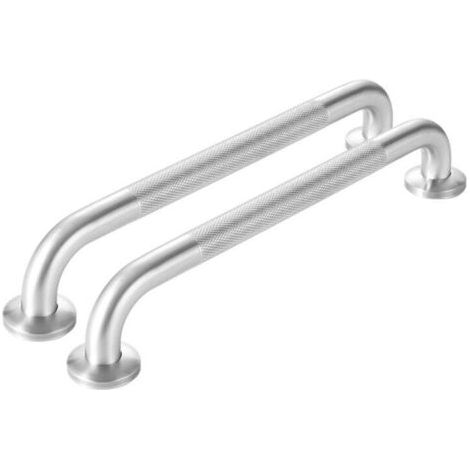 Barras de apoyo para ducha de acero inoxidable 304 de 40 cm con agarre antideslizante, barras de apoyo para inodoro para personas mayores/discapacitadas/niños/mujeres embarazadas (plateadas) (1/5)