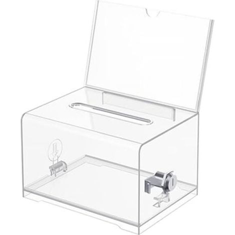 Boîte de Dons en Acrylique, Boîte à Dons Verrouillable, urne Électorale Transparente avec Serrure à Clé, Tirelire Transparente, av (1/5)