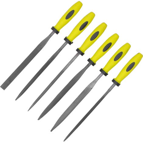 6-teiliges Set kleiner Feilen, scharf, quadratisch, rund, dreieckig, flach, aus Stahl mit Kugellagern, zum Polieren von Metall, SIL-1114 (1/5)