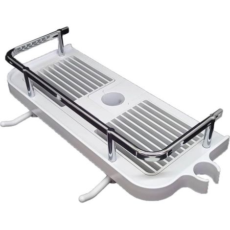 1 Étagère de douche, fixation sans perçage, adaptateurs universels, grille amovible, pour colonne de douche