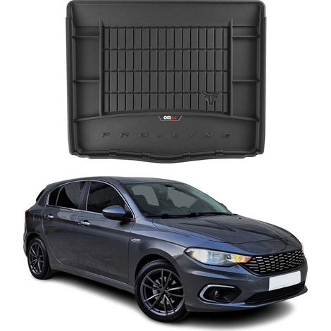 Tapis de Coffre 3D TPE Premium Compatible avec Fiat Tipo Hatchback 2016 à 2023, Bac de Protection de Coffre Intérieur antidérapant Revêtement de Coffre Bords Hauts pour Voiture Noir