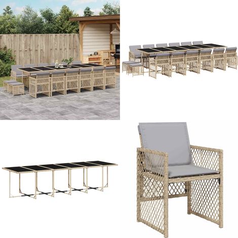 vidaXL Ensemble à manger de jardin et coussins 17 pcs beige (1/5)