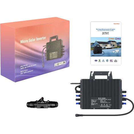 Micro-onduleur solaire, étanche IP67, WiFi intégré, Inverter 2000W, 230V CA, 22-50V (1/2)