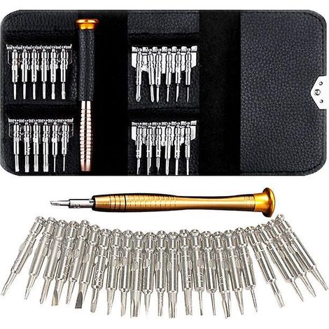 tournevis Prcision Mini 25 En 1 Kit De Tournevis Prcision Outils De Rparation, Tournevis Outils Set Tui En Cuir Pour Iphone, Portable, Laptop, Mon (1/5)