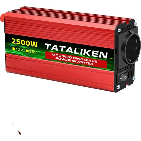 Inversor CC/CA, salida de 220 V, pantalla LED de voltaje, 2500 W, enchufe europeo, 12 V, 200-240 V. (1/2)