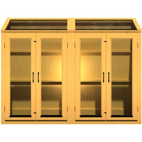 Heydon 7 x 2 Double Door Greenhouse - Timber - L59 x W210 x H157.7 cm