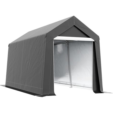 Garaje tienda 210 x 360 x 235 cm gris oscuro de acero con puerta con cremallera (1/5)