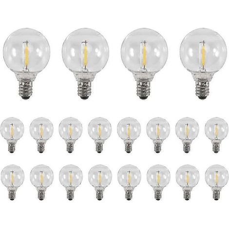 Lot de 20 ampoules LED G40 de rechange, culot à vis E12, incassables, pour guirlande solaire (1/5)