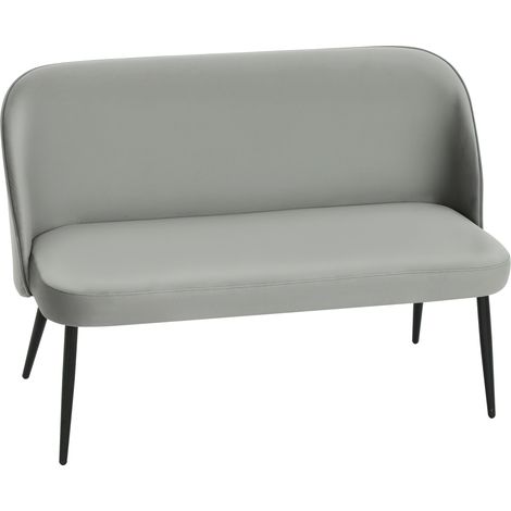 Canapé 2 places, canapé moderne capitonné avec structure en métal et bois, revêtement en tissu velouté, gris