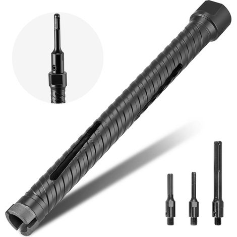Foret carotte diamant 25 mm, profondeur 241 mm, filetage M16, pour béton armé, briques et maçonnerie, avec adaptateurs et clé hexagonale (1/5)