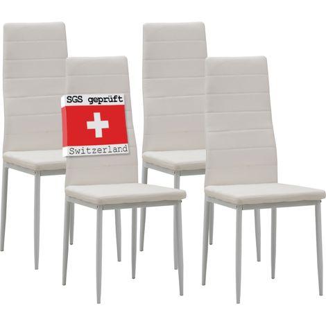 Albatros Esszimmerstühle MILANO 4er Set, Weiss - Polsterstuhl mit Kunstleder-Bezug, Modernes Stilvolles Design am Esstisch-Küchenstuhl oder Stuhl Esszimmer mit hoher Belastbarkeit bis 110kg (1/5)