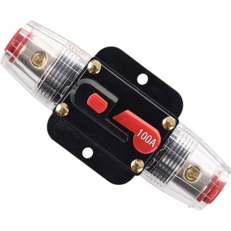 12V-24V DC 100 Amp Circuit Breaker, Fuse Holder, Inline Fuse Block For Car Audio Solar Inverter System Protection (100A) (1/5)