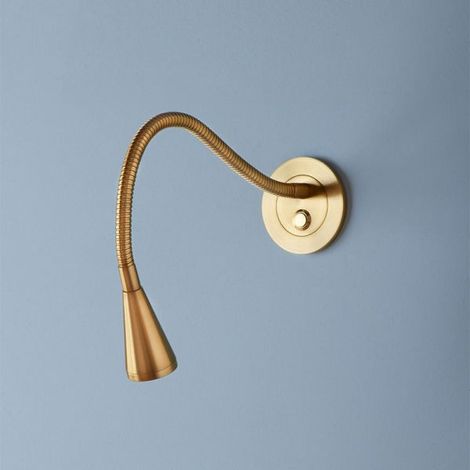 Wall lamp, gold wall lamp, reading lamp, flexible gooseneck wall lamp with push-button switch (1/4)