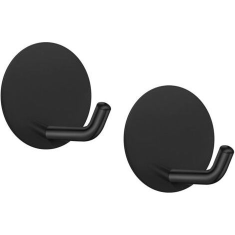 Set of 2 self-adhesive wall hooks for towels, keys, coats, stainless steel, no drilling or screws required, self-adhesive door hooks for bathroom, kitchen, wardrobe