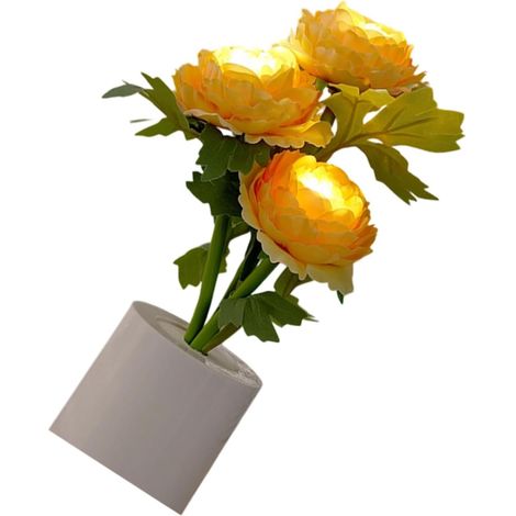 Luxueuse veilleuse LED en forme de pivoine réaliste pour artisanat floral sans danger - Lampe de chevet en ABS pour décoration de chambre d'enfant (1/5)