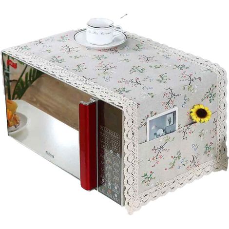 1 Housse four micro-ondes, coton lin résistant huile, anti-poussière avec poches, pour électroménager cuisine (1/5)