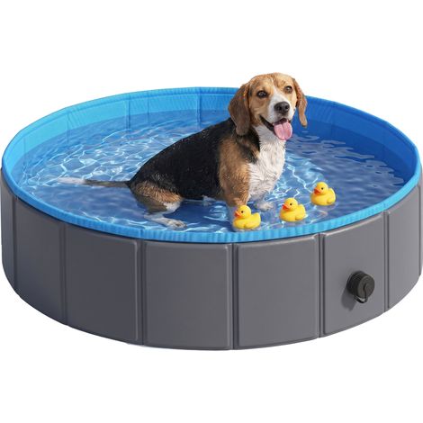 PawHut Dog Pool Dog Bath Tub Dog Paddling Pool, Dark Grey, 100 x 30 cm