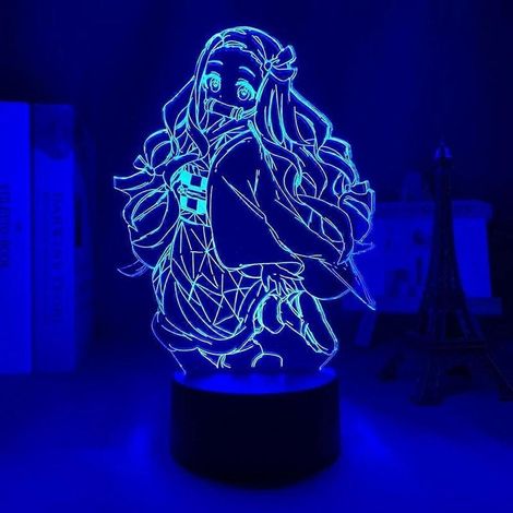 Lampe Nezuko Kamado de Demon Slayer (anime) - Effet 3D - Décoration murale LED acrylique - Idée cadeau Noël (1/5)
