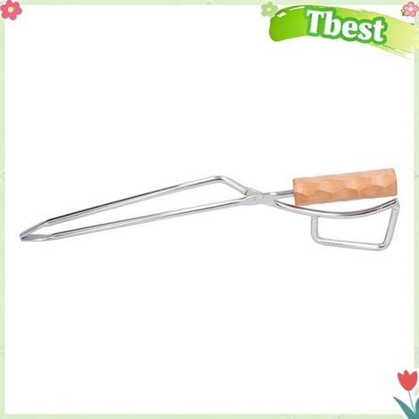 Pince à bûches en acier inoxydable avec manche en bois de hêtre de 8 mm d'épaisseur pour barbecue de camping en plein air, cuisson (1/4)