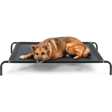 lionto Hundeliege, bequemes Outdoor Hundebett mit Netzgewebe, erhöht, luftig & wetterfest, 114x76 cm, schwarz