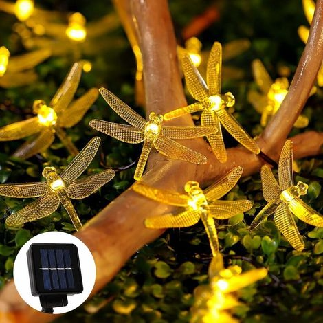 Guirlande Lumineuse Extérieure Solaire Noël Guinguette Blanc Chaud 30Led 6,5M Guirlande Lumineuse Libellule Imperméable Lumière (1/5)