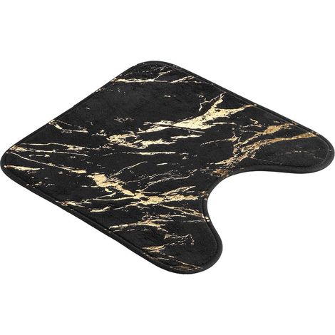 Tapis Contour WC Imprimé "Aquamarbre" 45cm Noir & Or