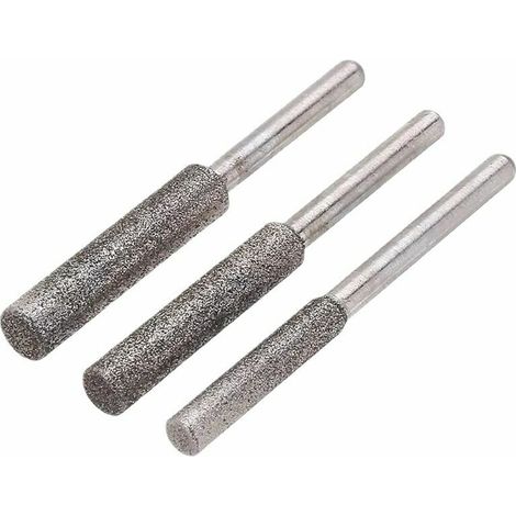 Lot de 3 Meules d'Affutage et AiguisageChaine Tronçonneuse Diamant Tronçonneuse Aiguiseur Burr Pierre Outil D'affûtage-Meules d'Affutage et AiguisageChaine Tronçonneuse（4mm, 4.8mm et 5.5mm）-